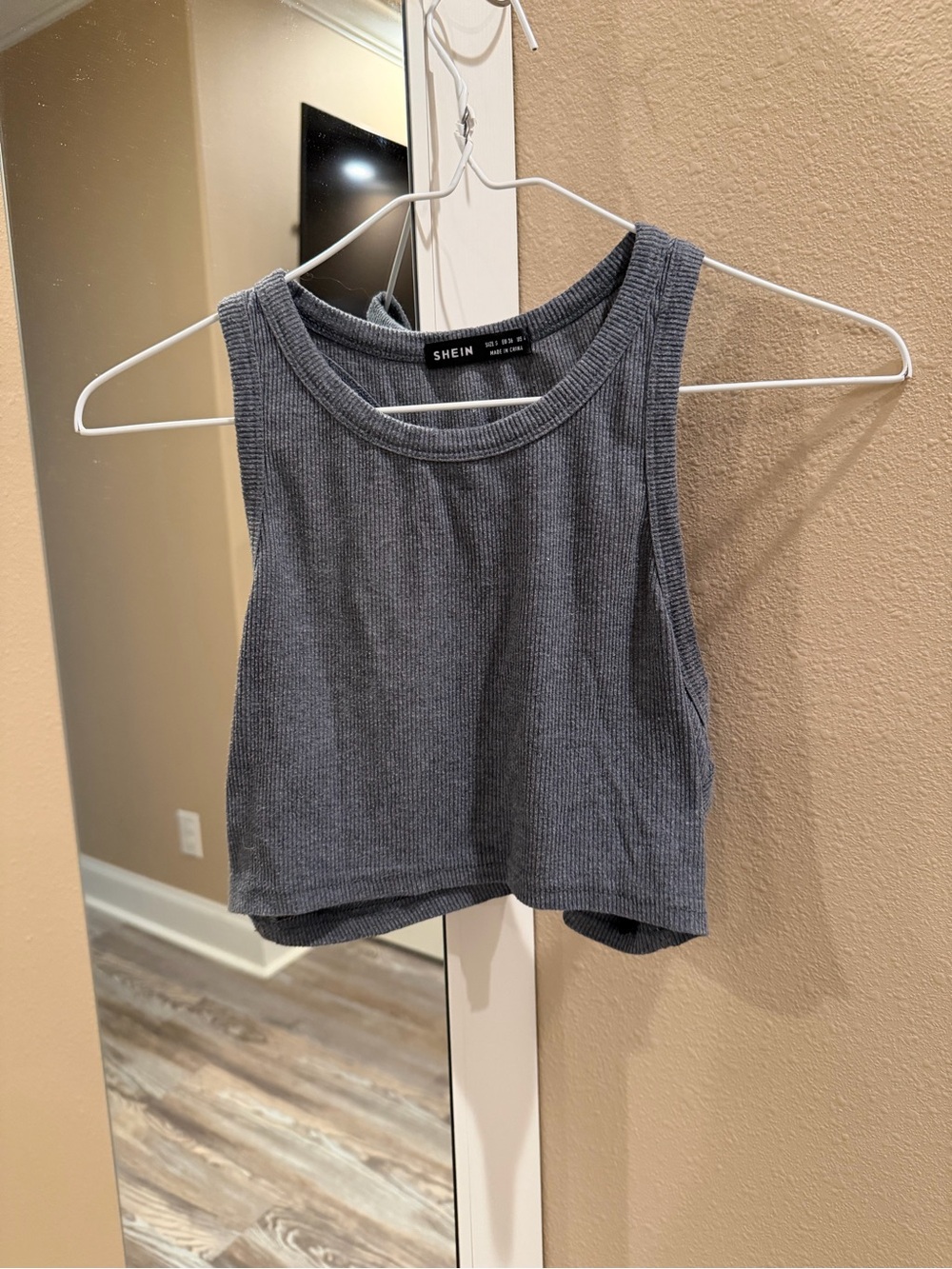 SHEIN Ribbed Cropped Tank Top in Charcoal